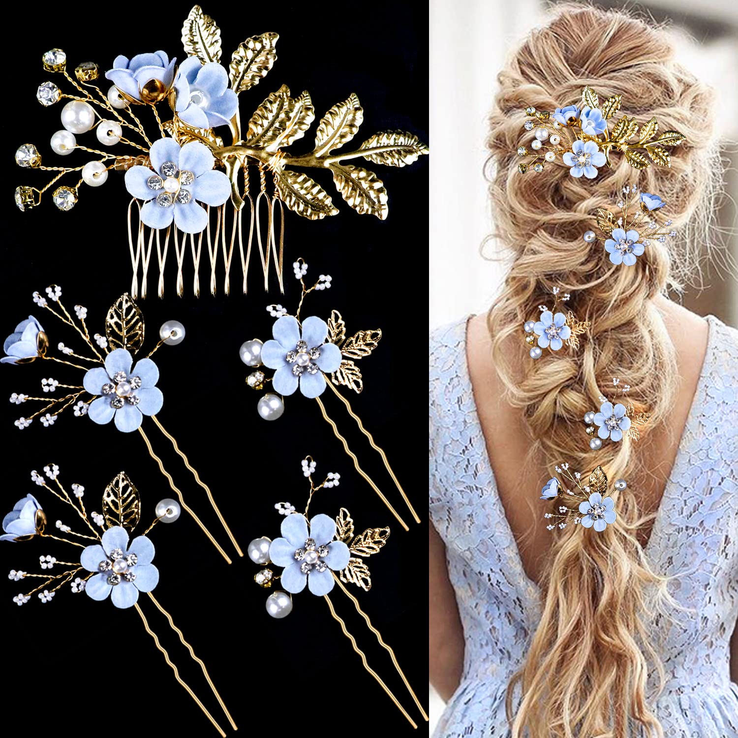 Lapohi horquillas pelo boda cristal perlas, ideal para un peinado deslumbrante