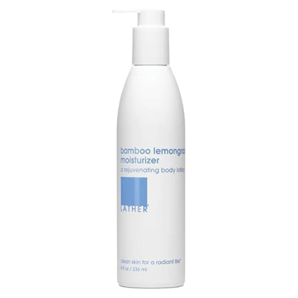 LATHER Bamboo Lemongrass: vertido suave desde la botella para hidratación diaria.