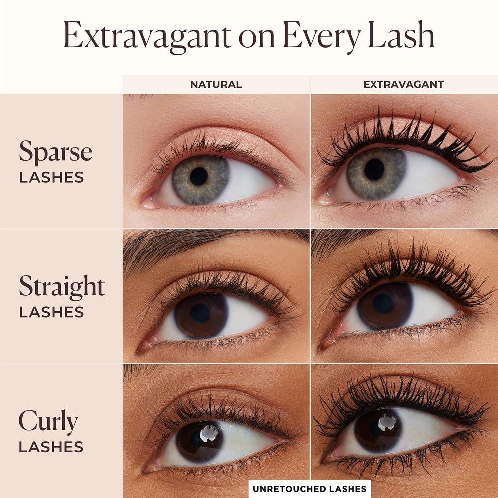 Laura Mercier Caviar Extravagant Mascara con 2X volumen para pestañas más densas.