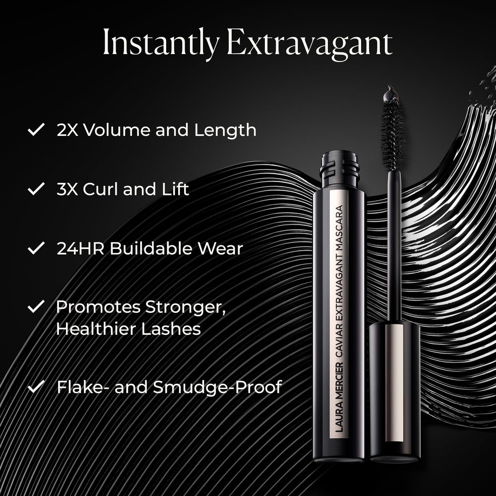 Laura Mercier Caviar Extravagant Mascara, 3X rizo y elevación visibles.