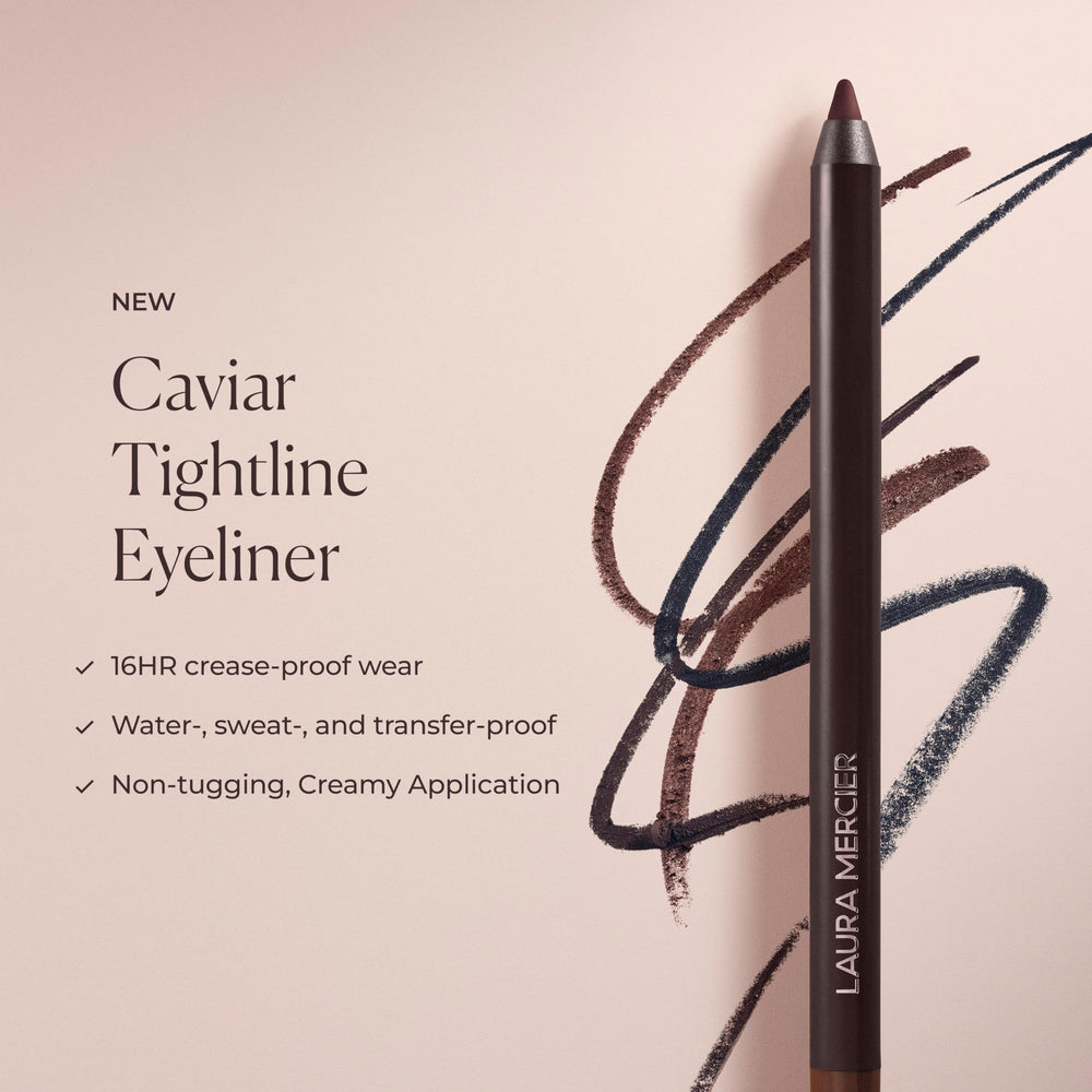 Delineado en la línea de agua y línea de pestañas con Laura Mercier Caviar Tightline sin manchas.
