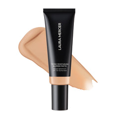 Laura Mercier hidratante con color, envase elegante, ayuda a controlar brillo y difuminar poros.
