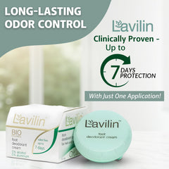 Lavilin crema desodorante para pies ofrece protección duradera de siete días.