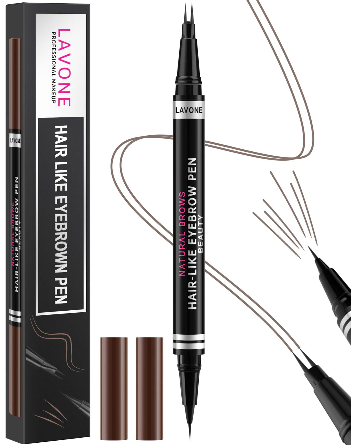 LAVONE cejas 2 en 1 waterproof: trazos naturales y duraderos.