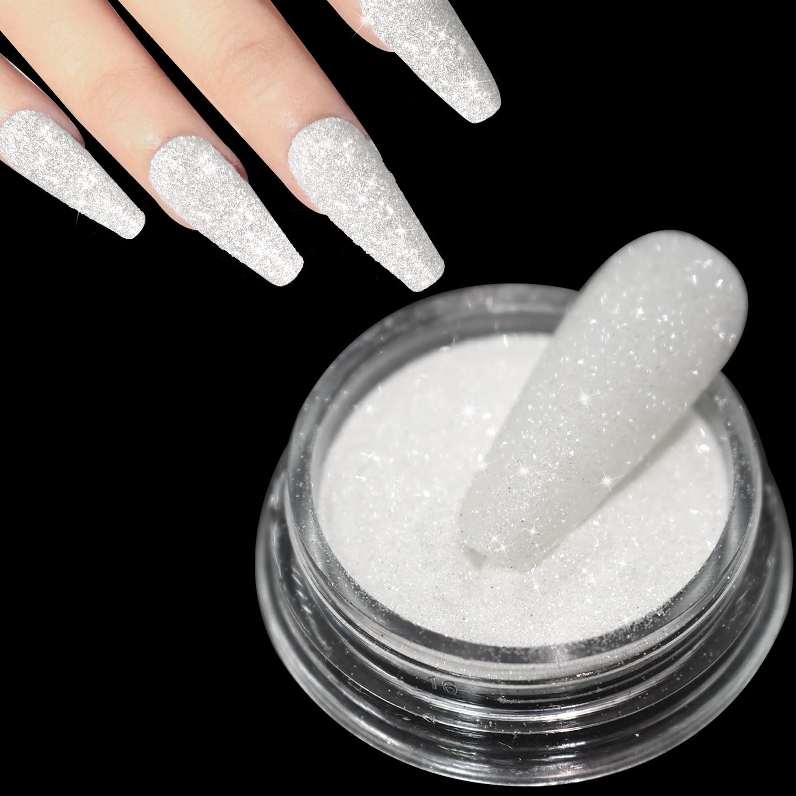 Laza brillo-diamante uñas: polvo reflectante para acabado elegante