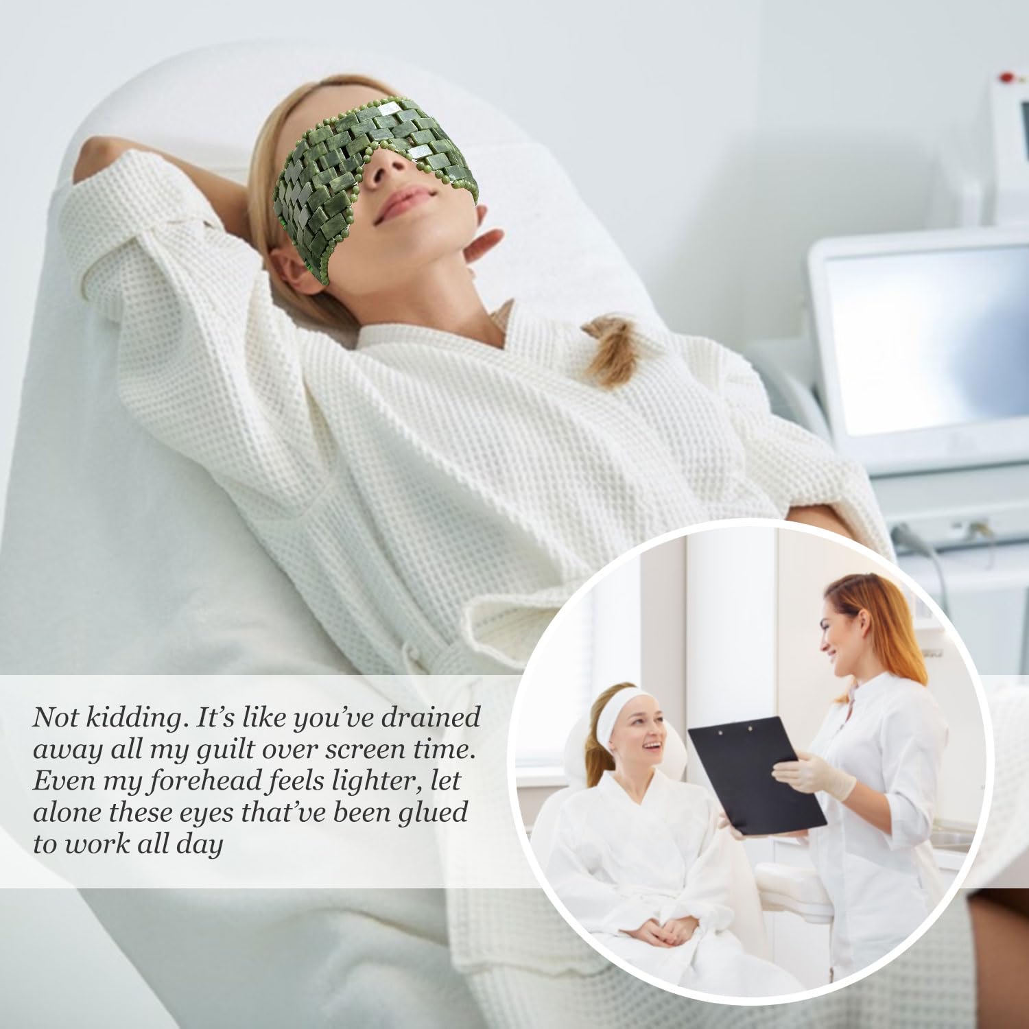 La mascarilla LazyGa de jade con cuentas distribuye el frío.