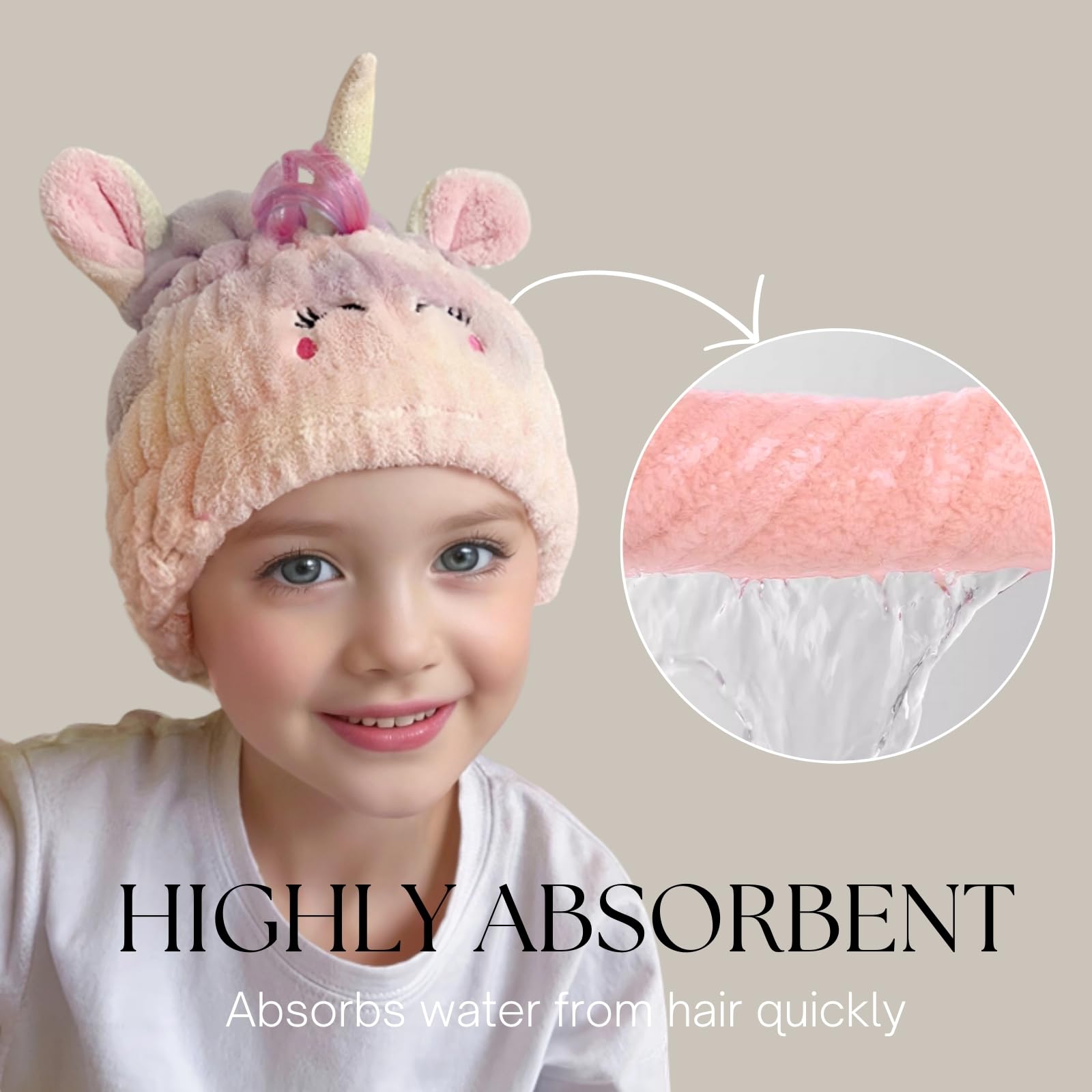 LCBD Gorro microfibra suave para cabello de niños