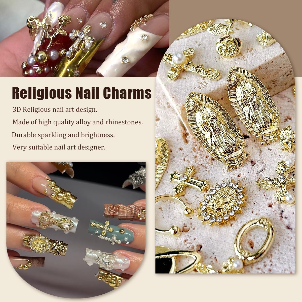 LCiclly cadenas doradas para uñas, acentos decorativos versátiles