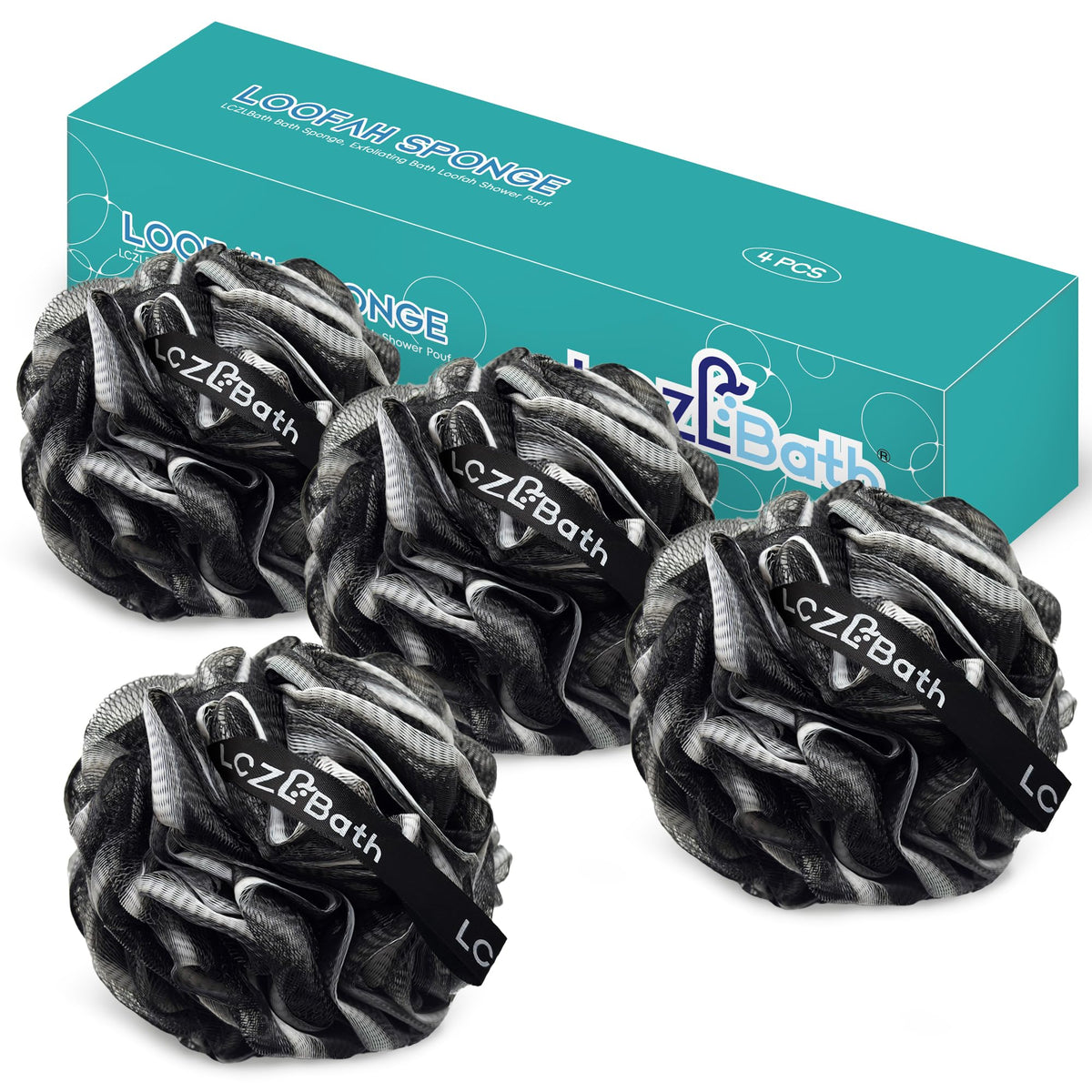 LCZLBath esponja de ducha cuatro piezas para exfoliación suave