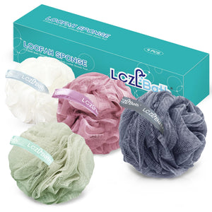 LCZLBath esponjas de ducha 4 unidades, exfoliación suave para piel sensible