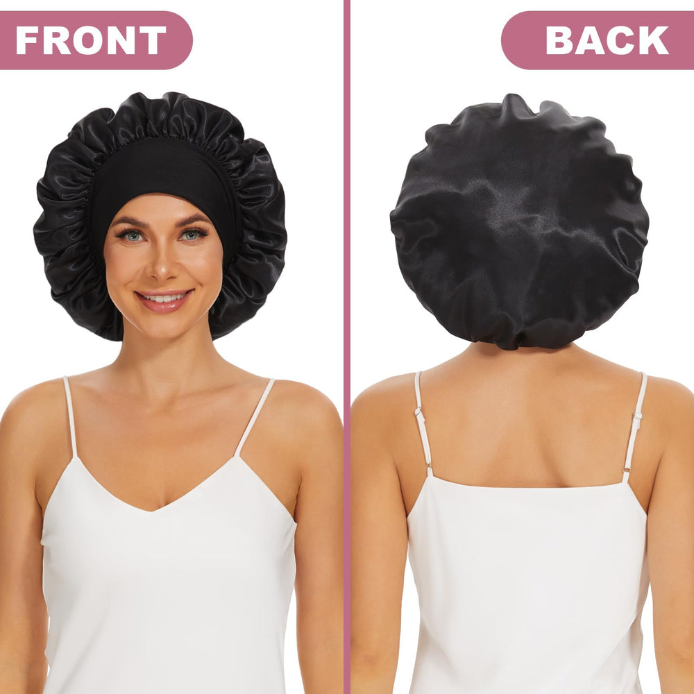LEADUWAY pack de dos bonetes negros y rosa para cabello protegido