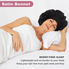 Gorro satén LEADUWAY para dormir rojo, evita frizz y encrespamiento.