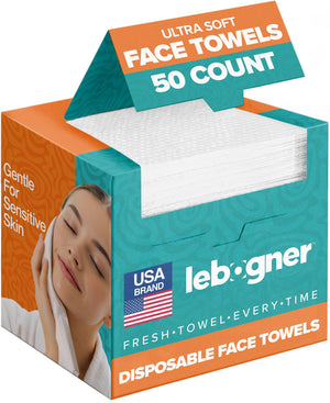 Lebogner toallitas faciales ultra suaves para piel sensible, uso seco o húmedo.