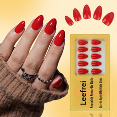Leefrei aplicación rápida uñas rojas brillo corto almendra