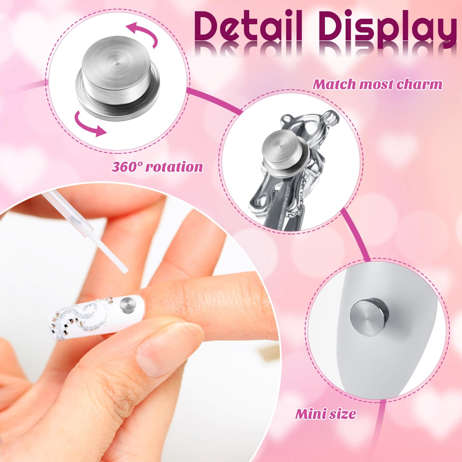 Leelosp acero inoxidable, dijes duraderos para uñas, diseño confiable.