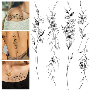 Leesgel tatuajes temporales para mujer flores y enredaderas con estilo duradero