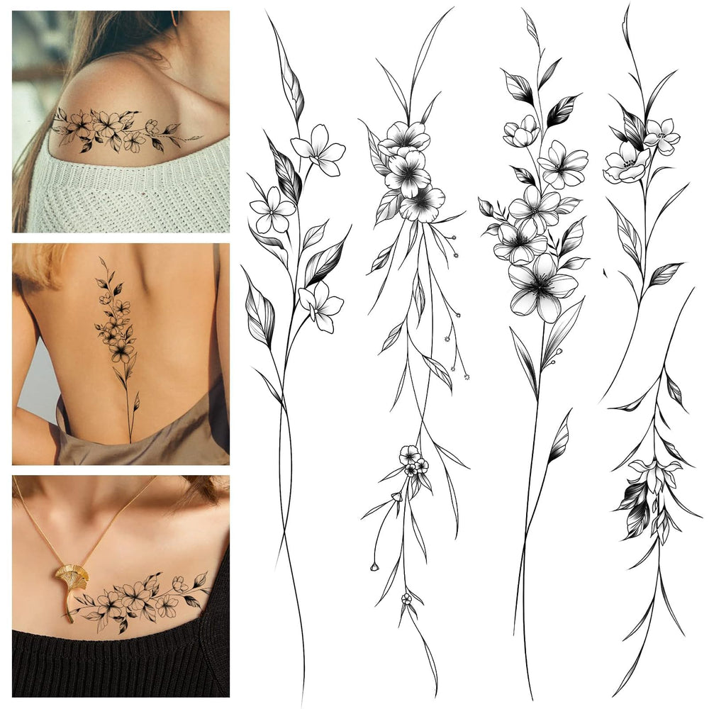 Leesgel tatuajes temporales para mujer flores y enredaderas con estilo duradero