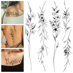 Leesgel tatuajes temporales para mujer flores y enredaderas con estilo duradero