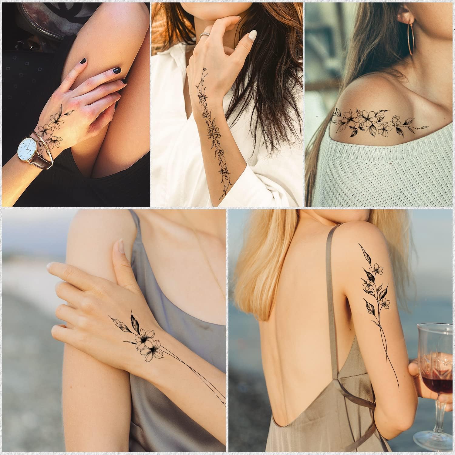 Leesgel tatuajes temporales para muñeca y cuello estilo discreto