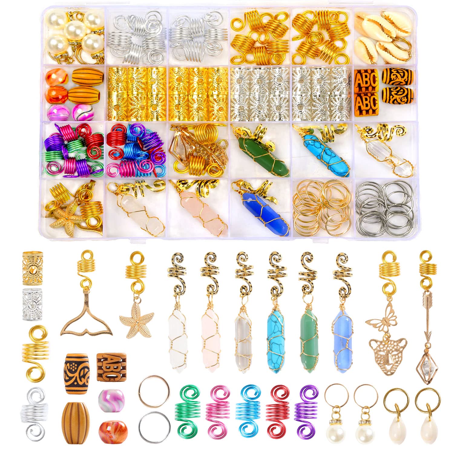 Leeven 129 piezas joyas para cabello en dreadlocks, opción versátil para peinados.