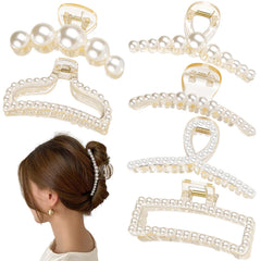 Pinza de pelo Leezmark de perlas grande blanca para peinados elegantes