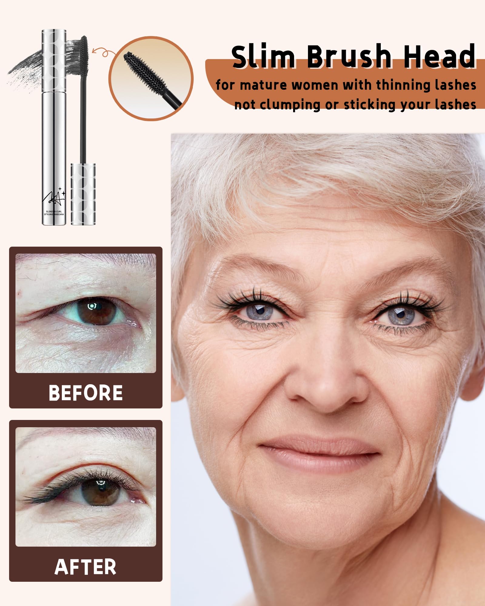 Lestpola Mascara con volumen largo sin grumos para pestañas densas.
