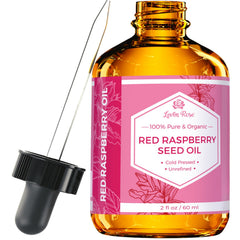 Leven Rose aceite de semilla de frambuesa roja, botella, para piel suave y manos hidratadas.
