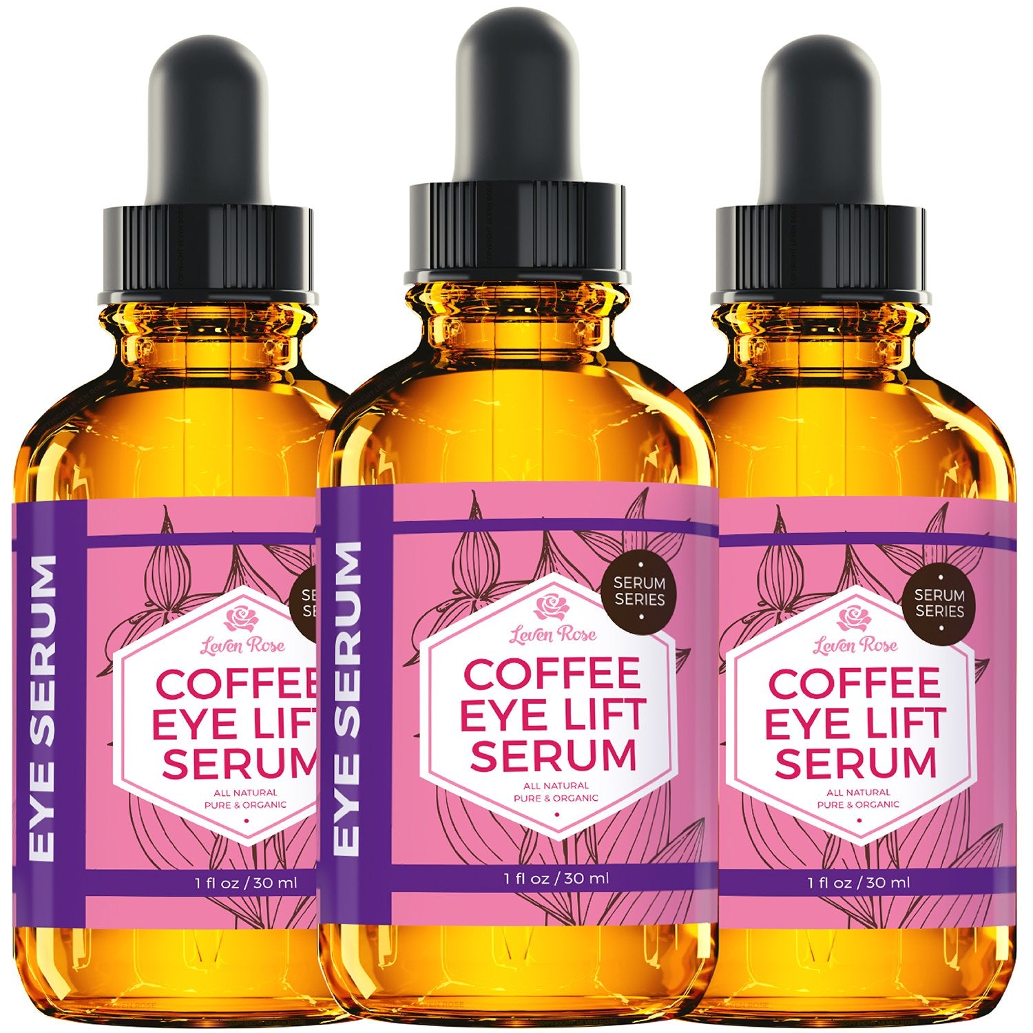 Cuidado ocular natural de Leven Rose sin químicos para uso diario.
