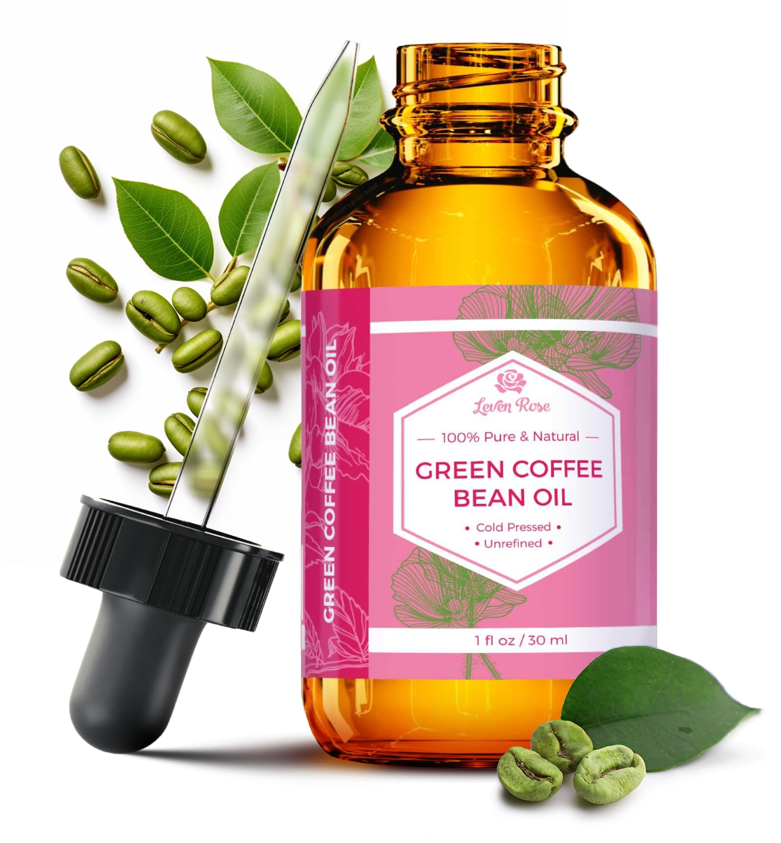 Leven Rose aceite para ojos, hidratación suave y cuidado delicado.