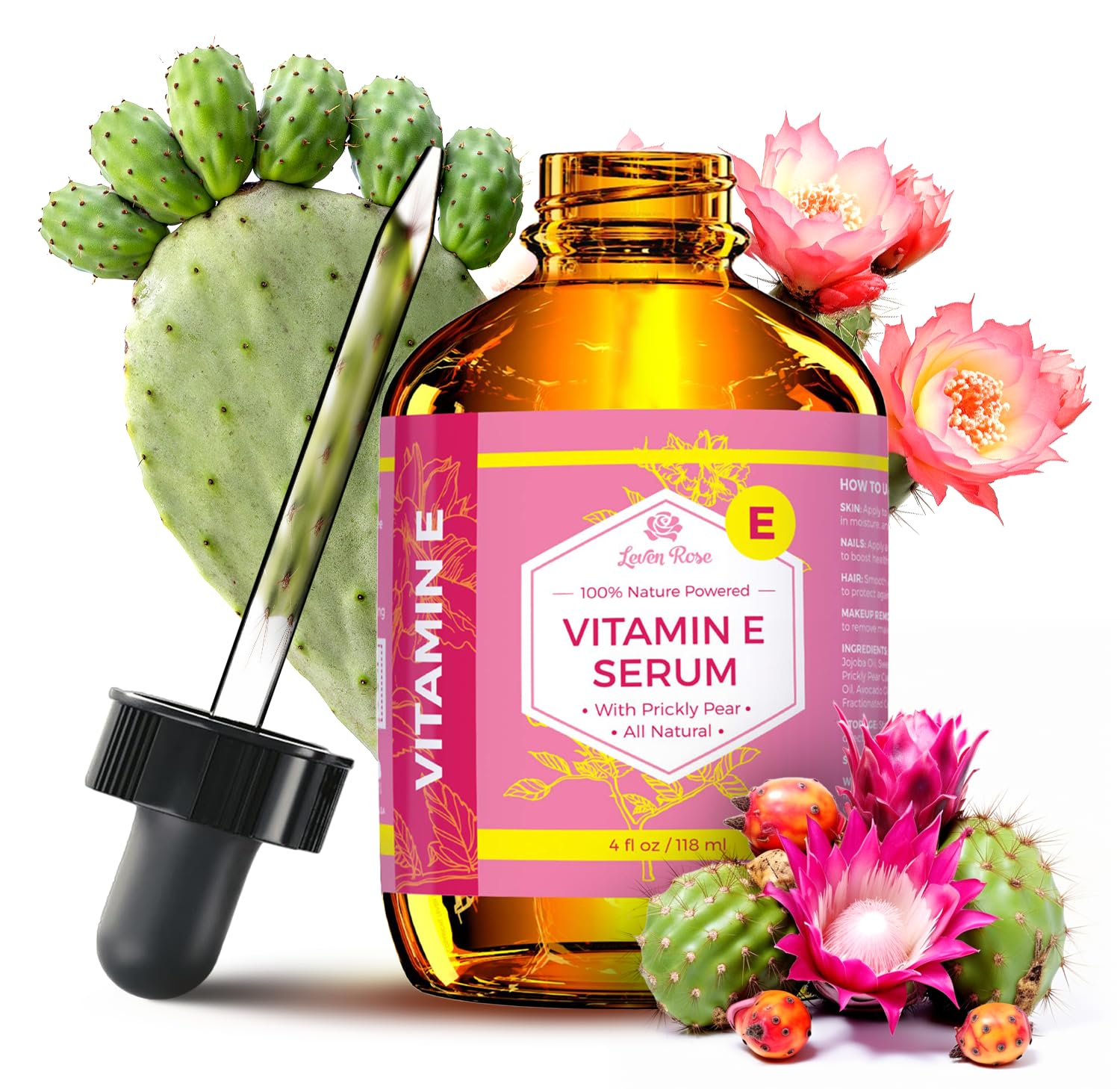 Leven Rose Serum Vitamina E para cara ofrece hidratación suave.