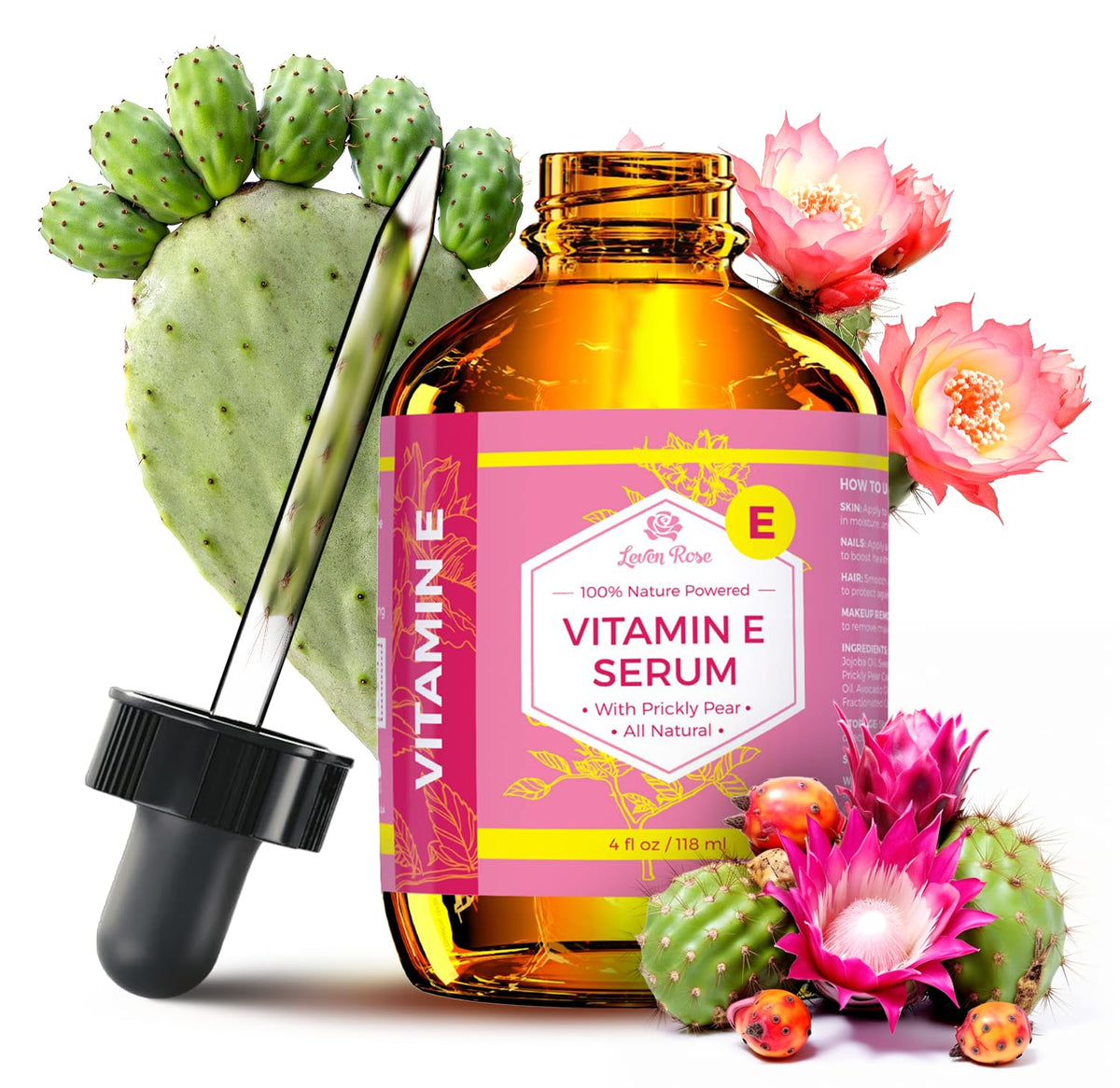 Leven Rose Serum Vitamina E para cara ofrece hidratación suave.