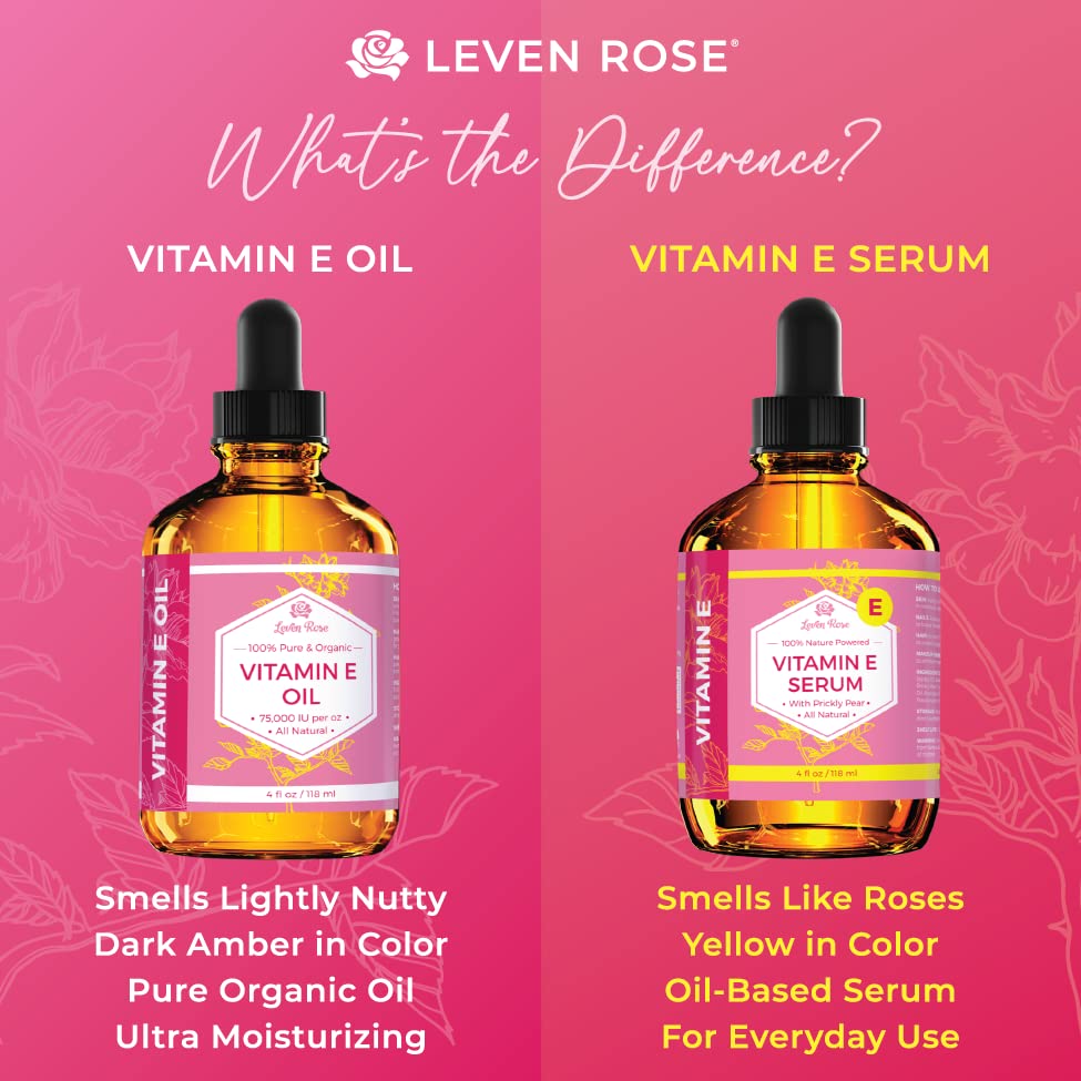 Leven Rose Serum Vitamina E pipeta facilita dosificación sin desperdicio.