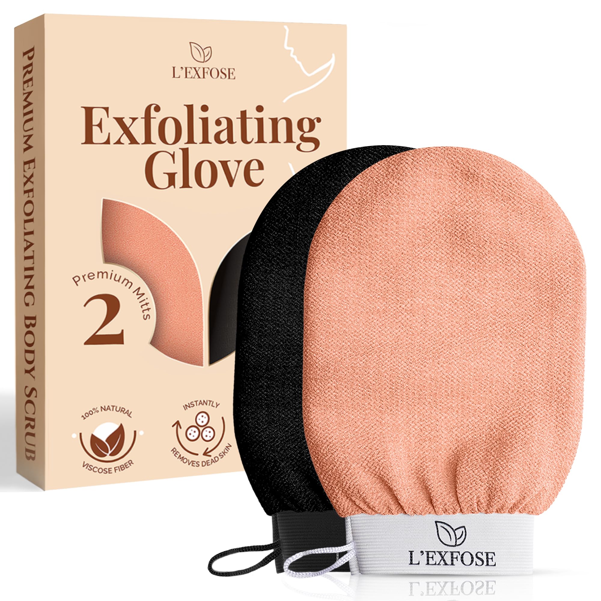 Guante exfoliante L'Exfose Kessa Hammam con textura 150D para exfoliar suavemente la piel.