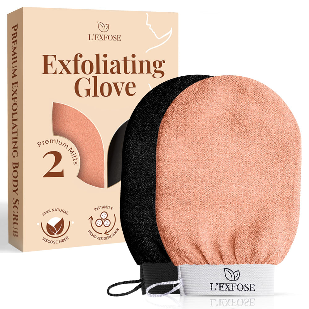 Guante exfoliante L'Exfose Kessa Hammam con textura 150D para exfoliar suavemente la piel.