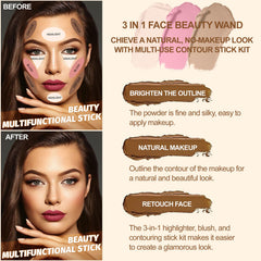 La imagen señala el bronceador Lezero stick aplicado para calentar la tez.