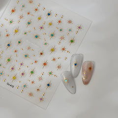 LIDUNANWU diseño corazon-sol dorados para uñas, estilo llamativo