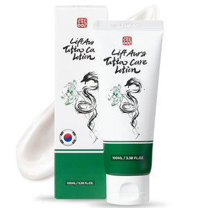 LiftAura: tubo de cuidado de tatuajes, aplicación rápida y suave para confort diario.