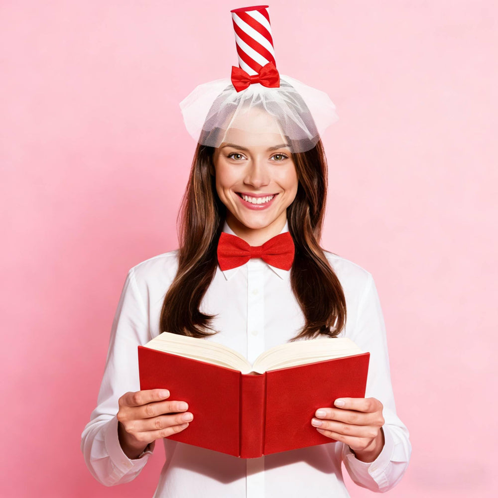 Liitrsh diadema malla roja, toque divertido para la Semana de Lectura