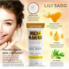 LILY SADO MILK+MANUKA: primer plano de miel de Manuka y aloe.