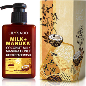 LILY SADO limpiador gel con leche de coco y miel de Manuka para piel suave.