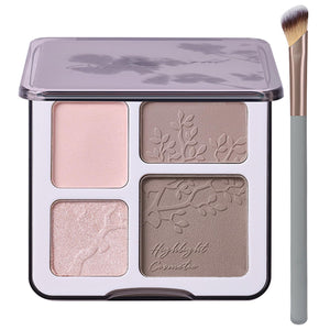 Paleta Lilyloria iluminador y contorno para rostro con espejo, portátil para retoques.