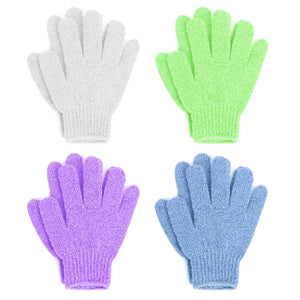 Guantes exfoliantes Linda en pack de 4 para exfoliar suavemente durante la ducha