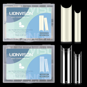 LIONVISION uñas postizas XL sin curva C natural para un acabado suave y duradero
