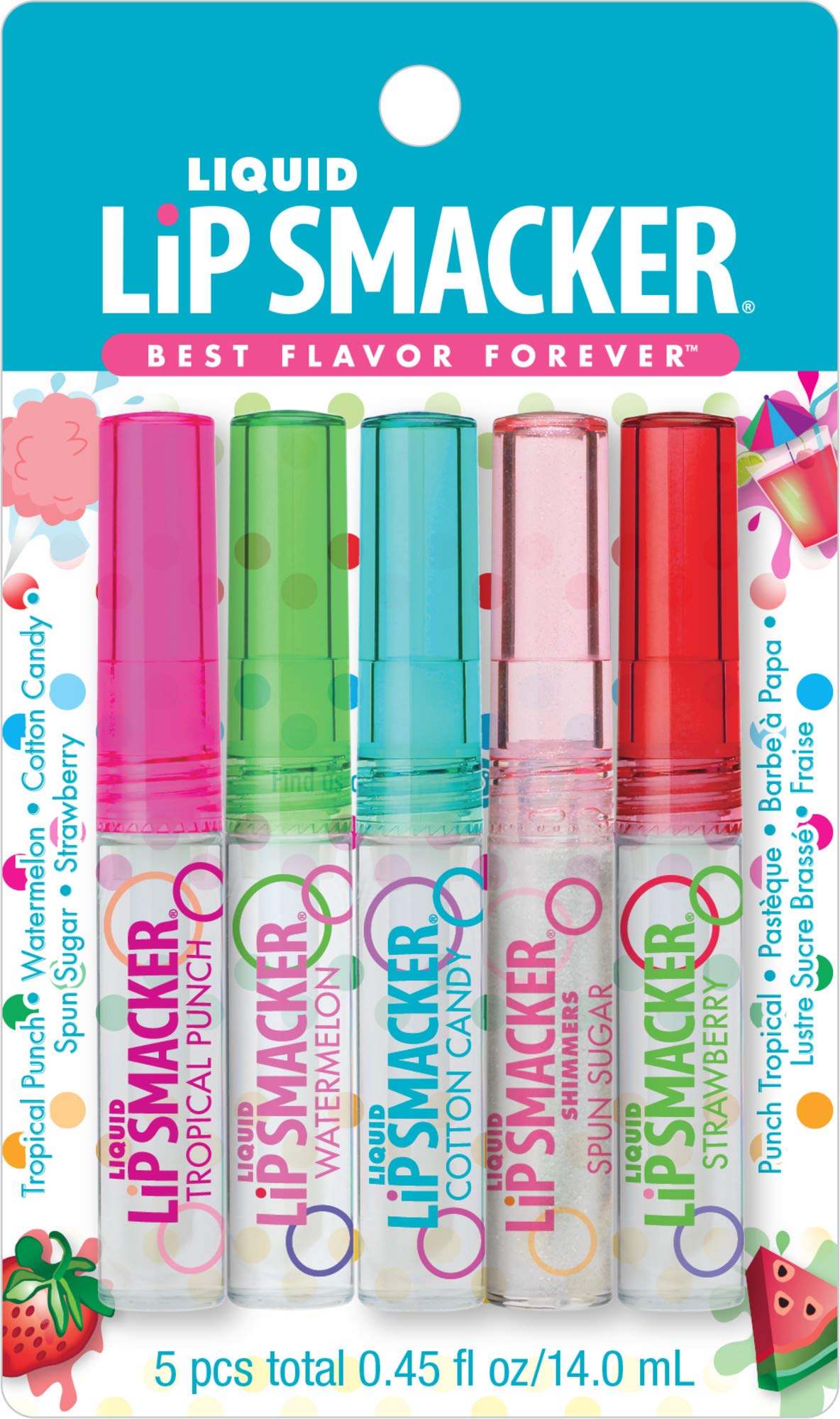 Lip Smacker Paquete de Amistad brillo labial líquido, frente del empaque, colores brillantes para looks divertidos.