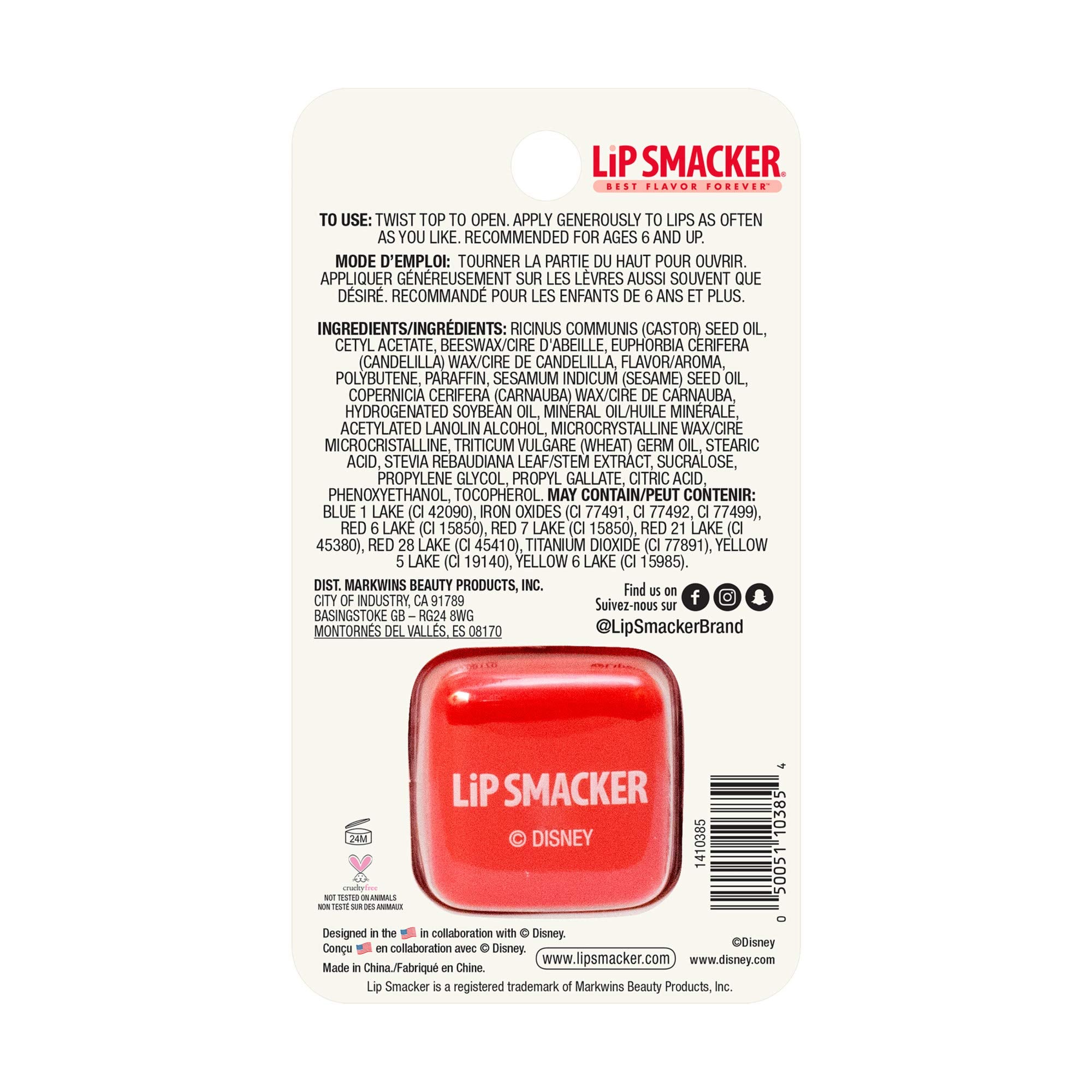 Lip Smacker Minnie Diseño cubo, perfecto para cuidado rápido de labios