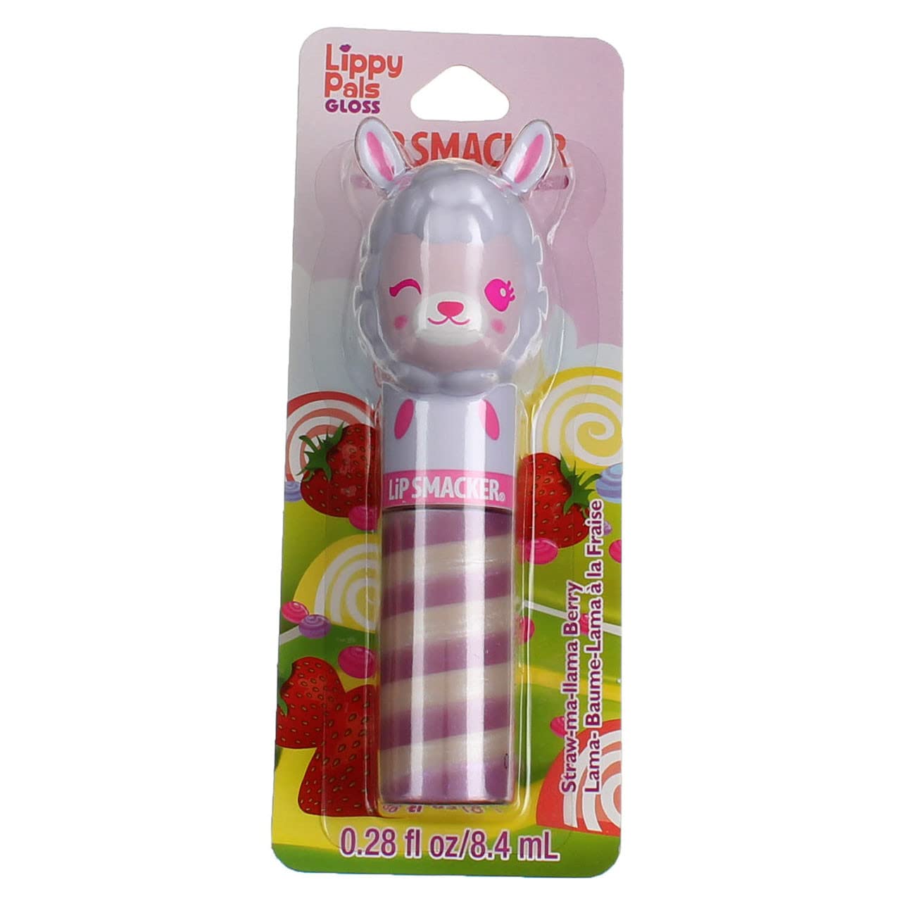 Lip Smacker Lippy Pals Swirls Llama con sabor frambuesa, tubo hidratante
