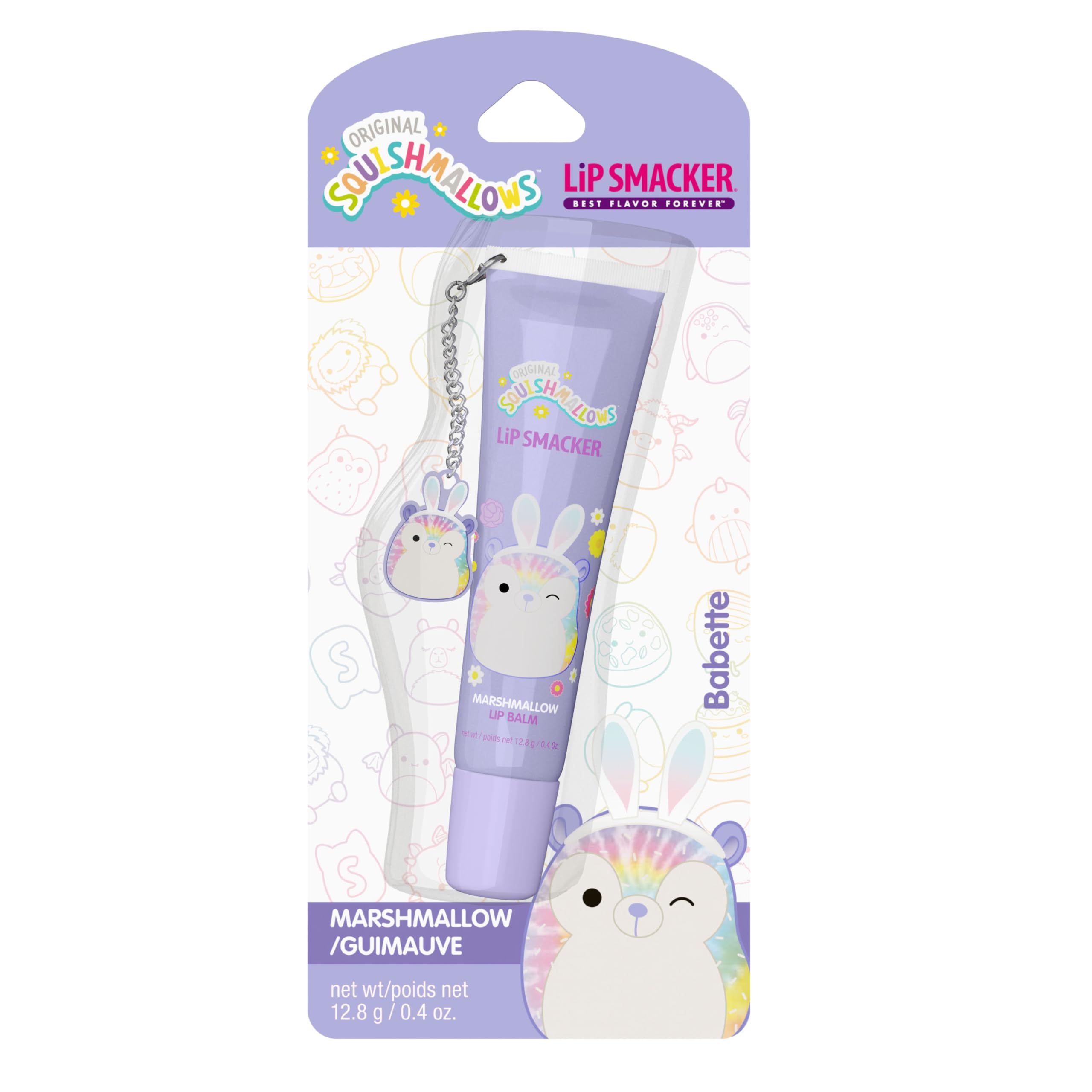 Lip Smacker Squishmallows Babette bálsamo labial marshmallow, hidratación suave con sabor a malvavisco.