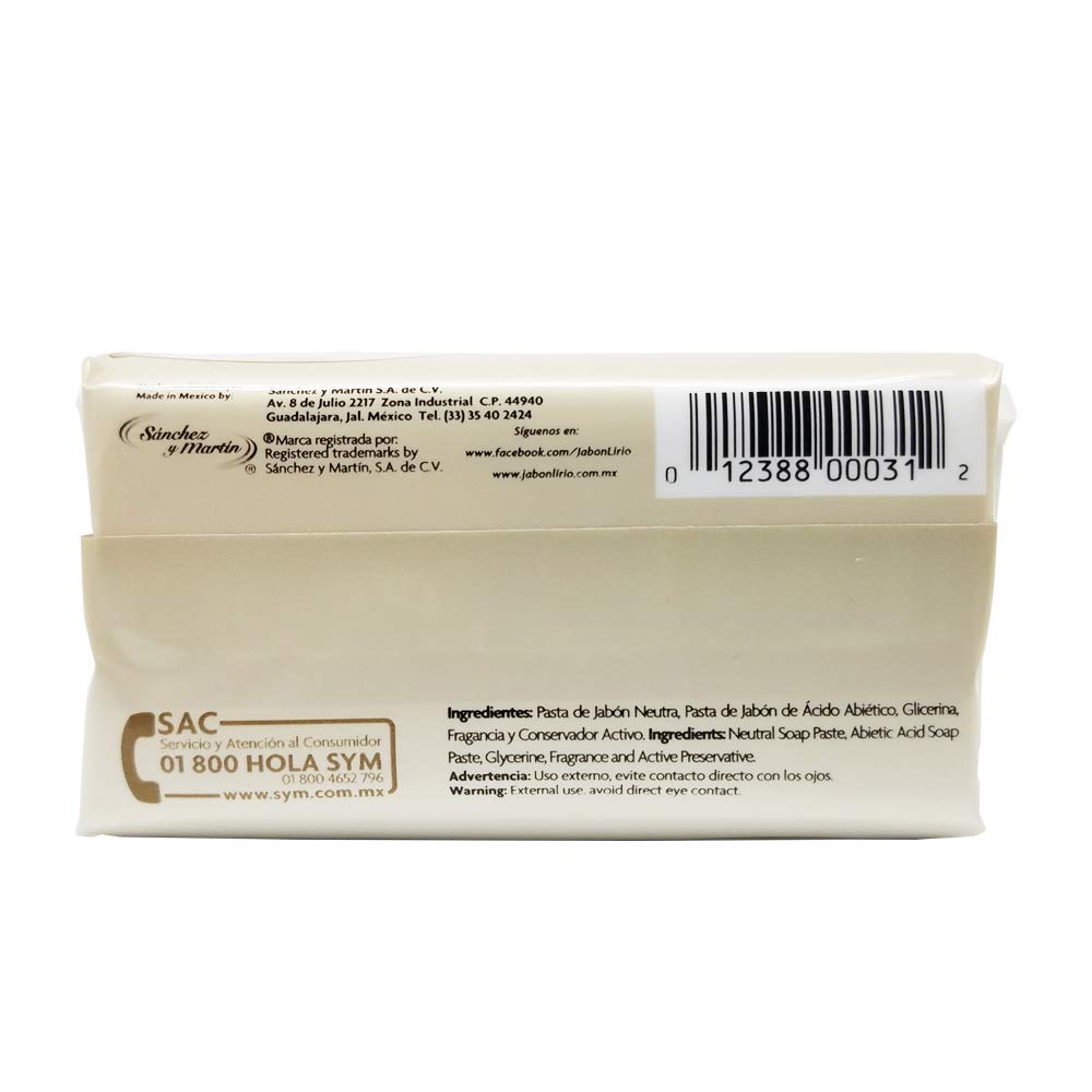 Lirio Dermatologico barra con glicerina para piel hidratada tras la limpieza.