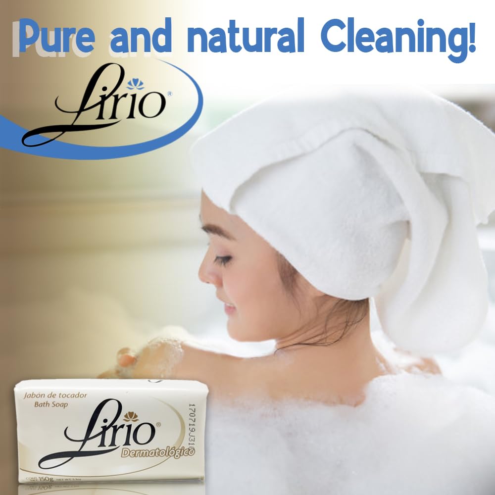 Lirio Dermatologico jabón en barra antibacteriano para piel limpia.