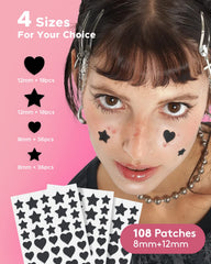 LitBear parche acne corazon negro, diseño llamativo para cubrir imperfecciones discretamente.